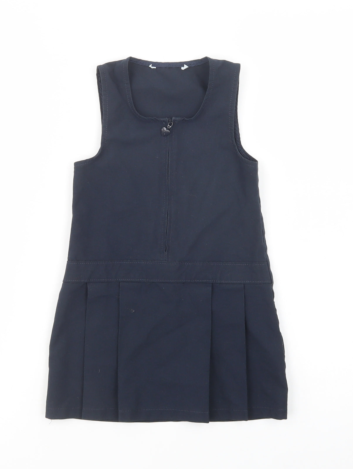 Marks and Spencer Girls Blue  Polyester Pinafore/Dungaree Dress  Size 2-3 Years  Scoop Neck Zip - School Wear