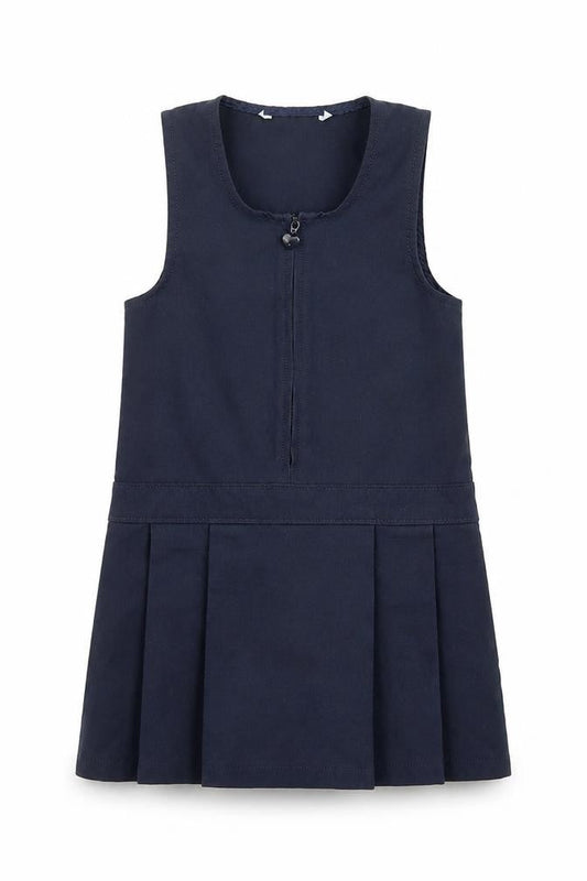Marks and Spencer Girls Blue  Polyester Pinafore/Dungaree Dress  Size 2-3 Years  Scoop Neck Zip - School Wear