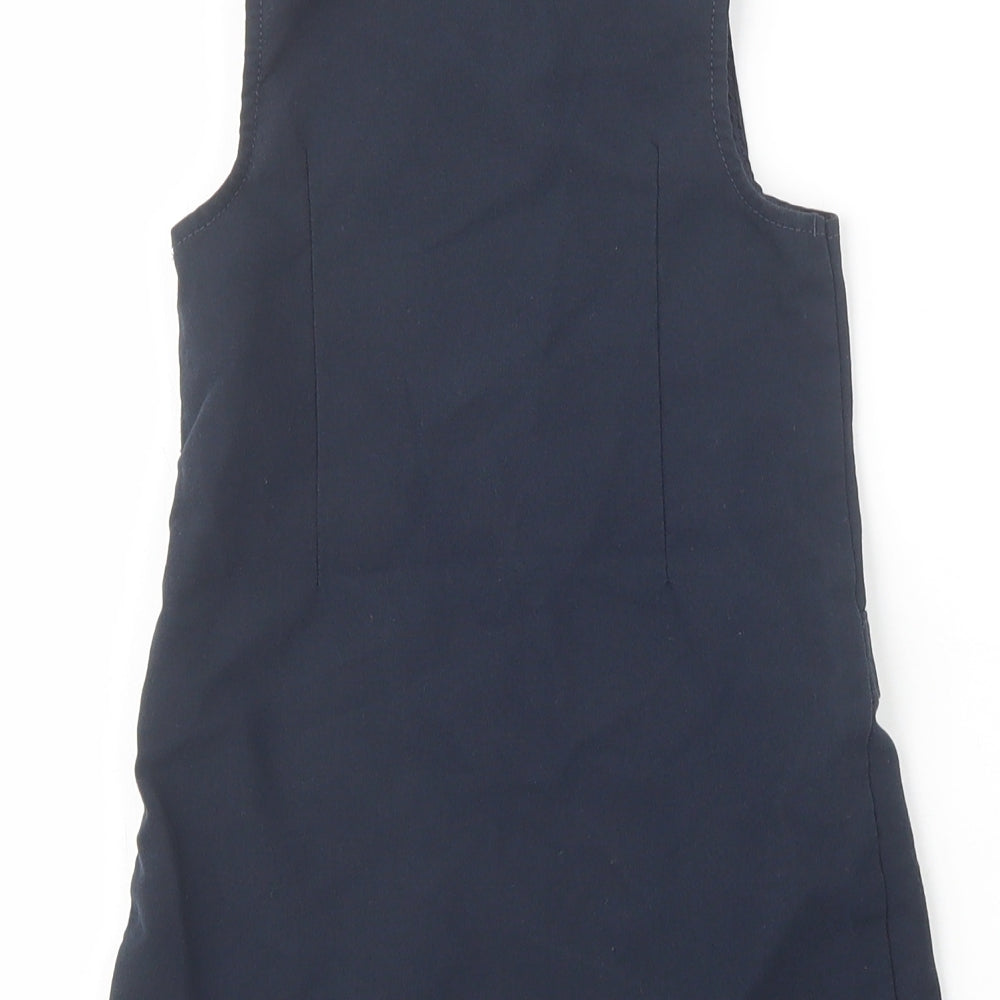 Marks and Spencer Girls Blue  Polyester Pinafore/Dungaree Dress  Size 2-3 Years  Scoop Neck Zip - School Wear