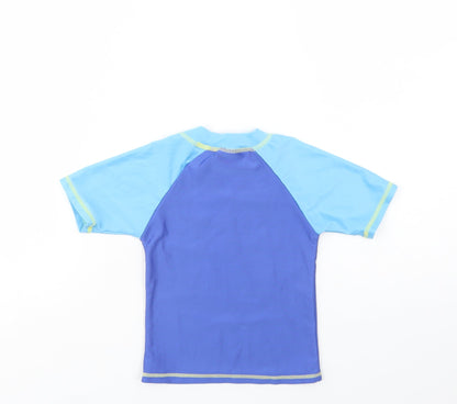 Free Summer Girls Blue Colourblock Polyester Pullover T-Shirt Size 3-4 Years Mock Neck Pullover - Team Surf