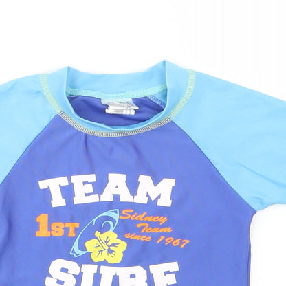 Free Summer Girls Blue Colourblock Polyester Pullover T-Shirt Size 3-4 Years Mock Neck Pullover - Team Surf