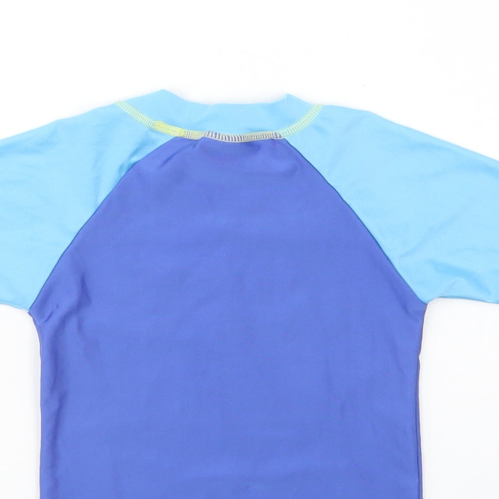 Free Summer Girls Blue Colourblock Polyester Pullover T-Shirt Size 3-4 Years Mock Neck Pullover - Team Surf