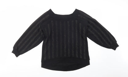 Additional front view of River Island women’s black cotton pullover sweatshirt, size XS, pullover