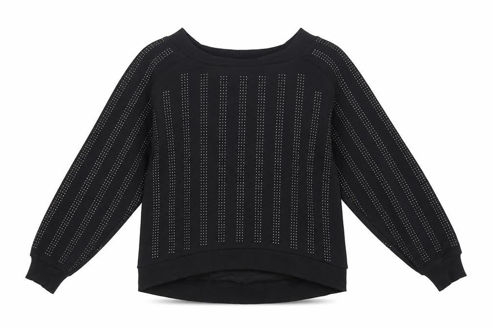 Front view of River Island women’s black cotton pullover sweatshirt, size XS, pullover