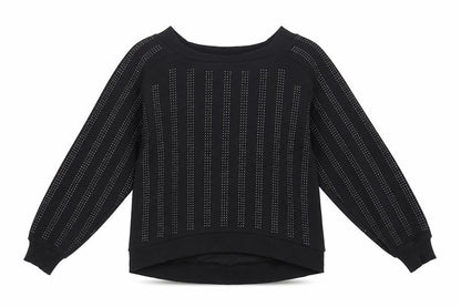 Front view of River Island women’s black cotton pullover sweatshirt, size XS, pullover