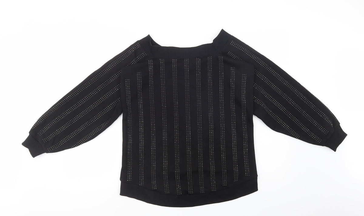Back view of River Island women’s black cotton pullover sweatshirt, size XS, pullover