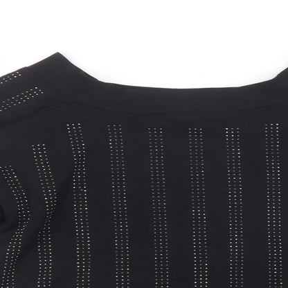 Close-up detail of River Island women’s black cotton pullover sweatshirt, size XS, pullover