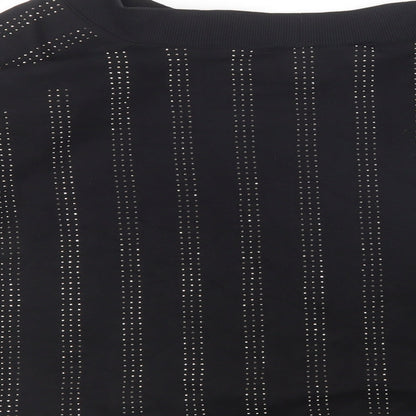 Brand and care label for River Island women’s black cotton pullover sweatshirt, size XS, pullover