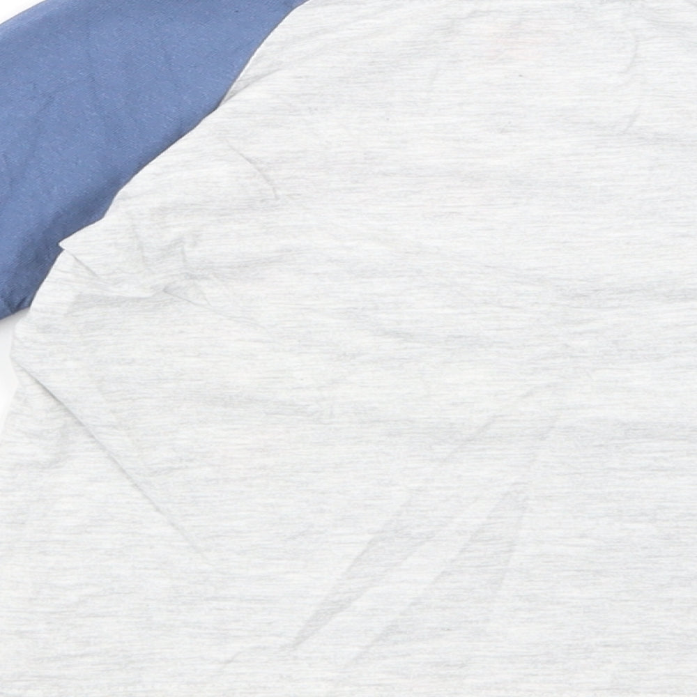 F&F Boys Grey Colourblock Cotton Pullover T-Shirt Size 2-3 Years Crew Neck Pullover - Roarsome Dude