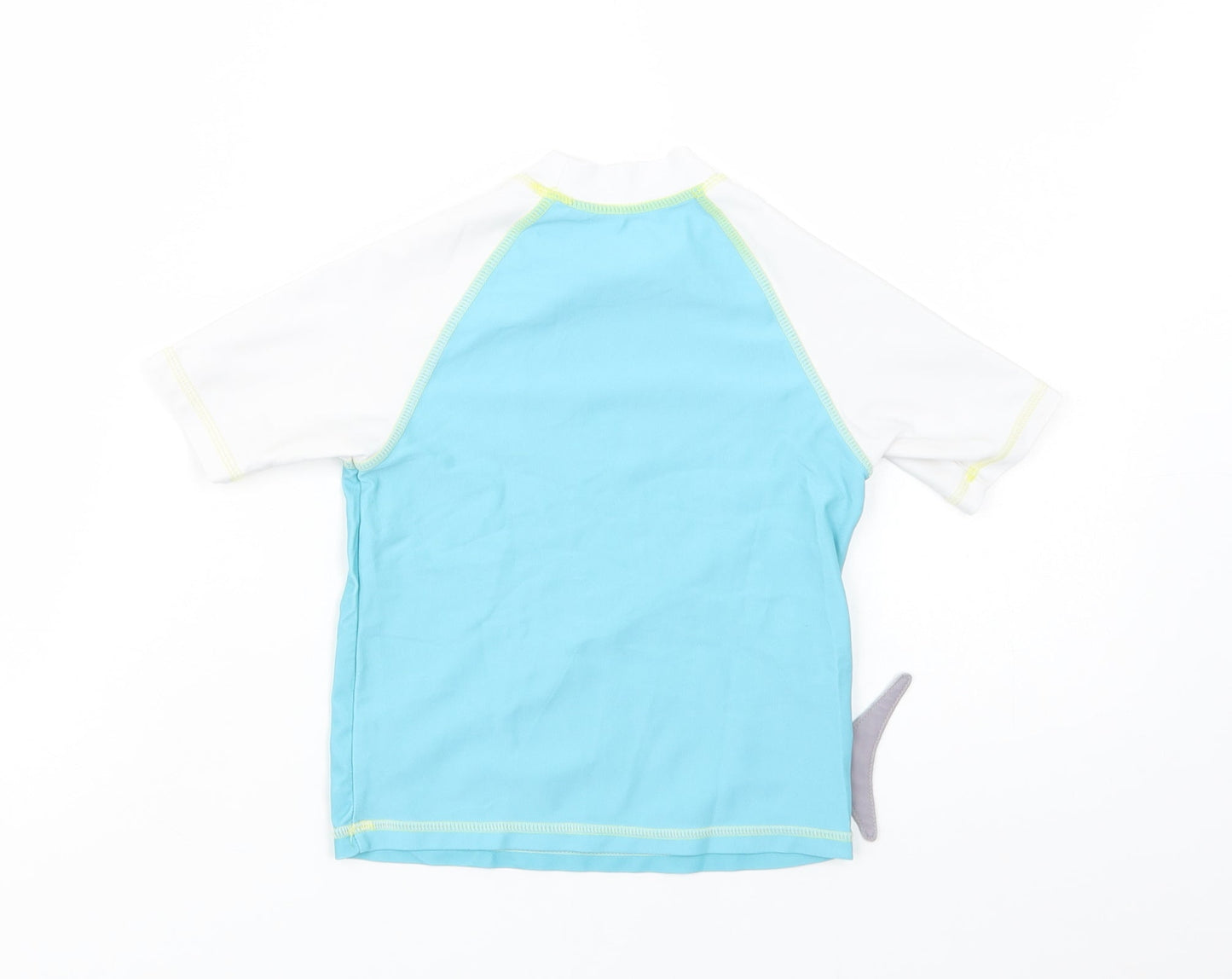 F&F Girls Blue Colourblock Polyester Pullover T-Shirt Size 3-4 Years Mock Neck Pullover - Shark