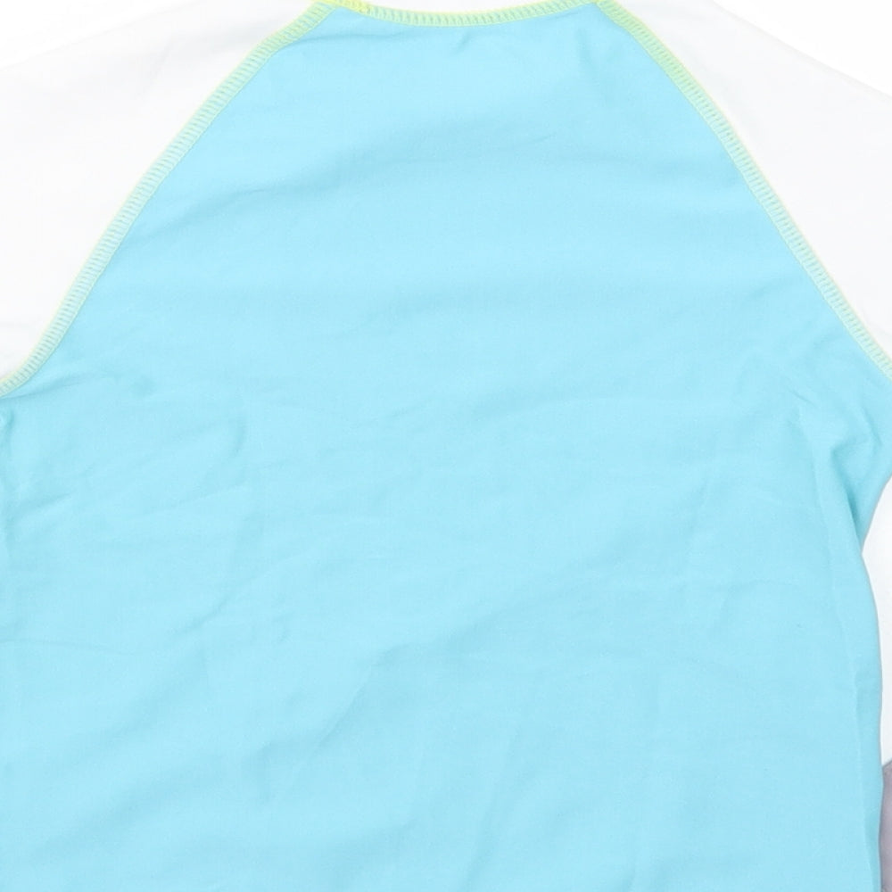 F&F Girls Blue Colourblock Polyester Pullover T-Shirt Size 3-4 Years Mock Neck Pullover - Shark
