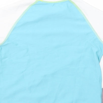 F&F Girls Blue Colourblock Polyester Pullover T-Shirt Size 3-4 Years Mock Neck Pullover - Shark
