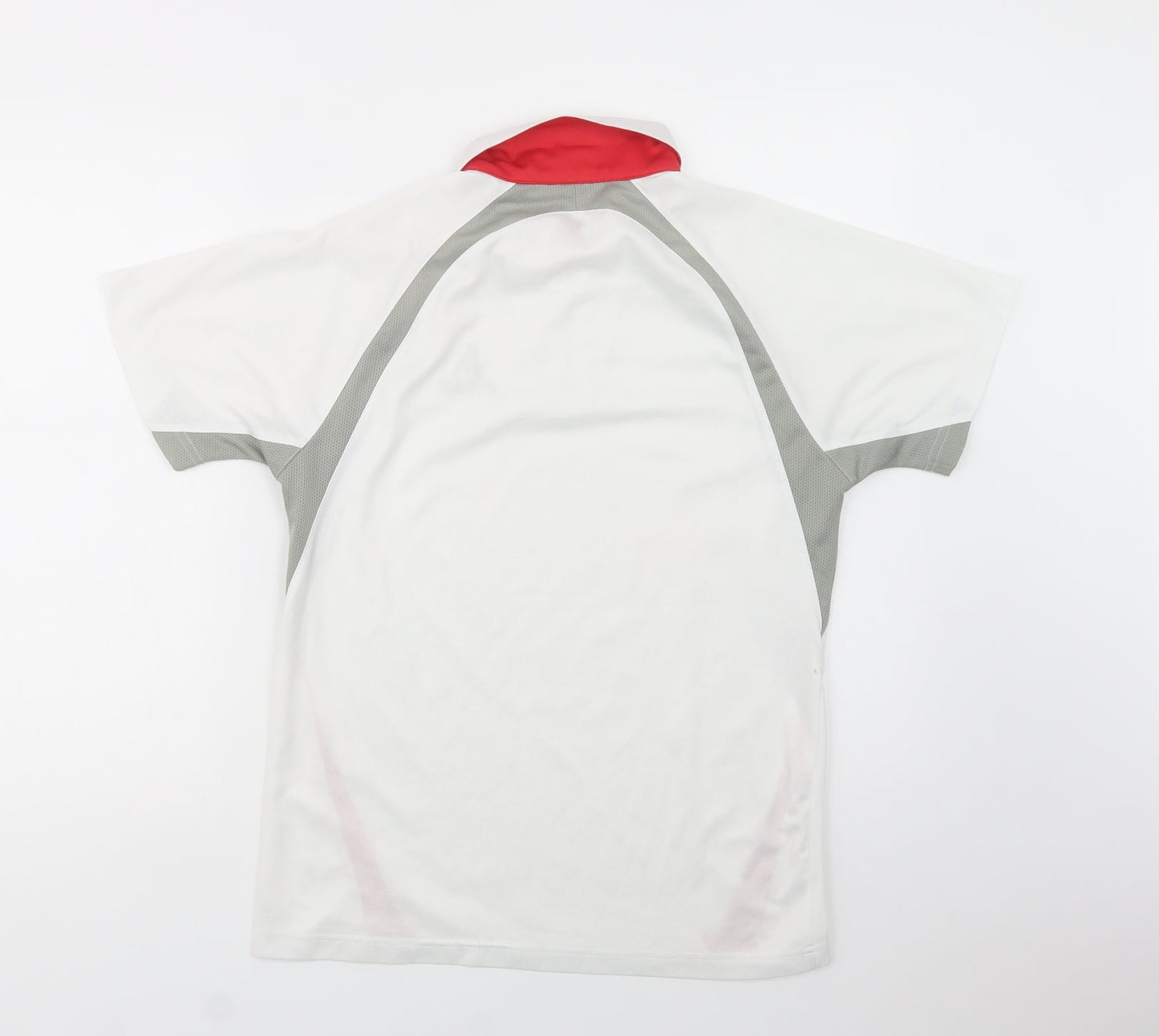 Ashaway Mens White Colourblock Polyester  Polo Size S Collared Zip