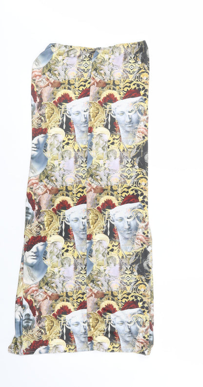 PRETTYLITTLETHING Womens Multicoloured Geometric Polyester Wrap Skirt Size 10