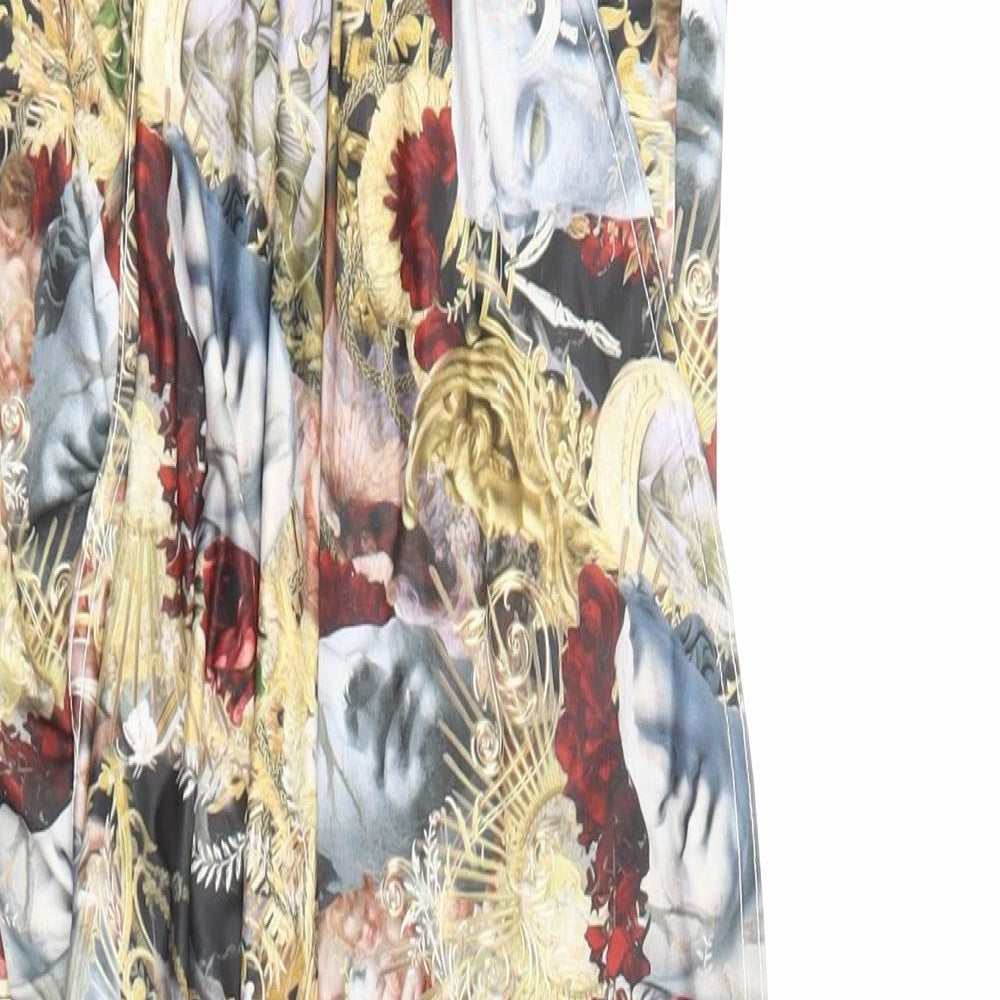 PRETTYLITTLETHING Womens Multicoloured Geometric Polyester Wrap Skirt Size 10