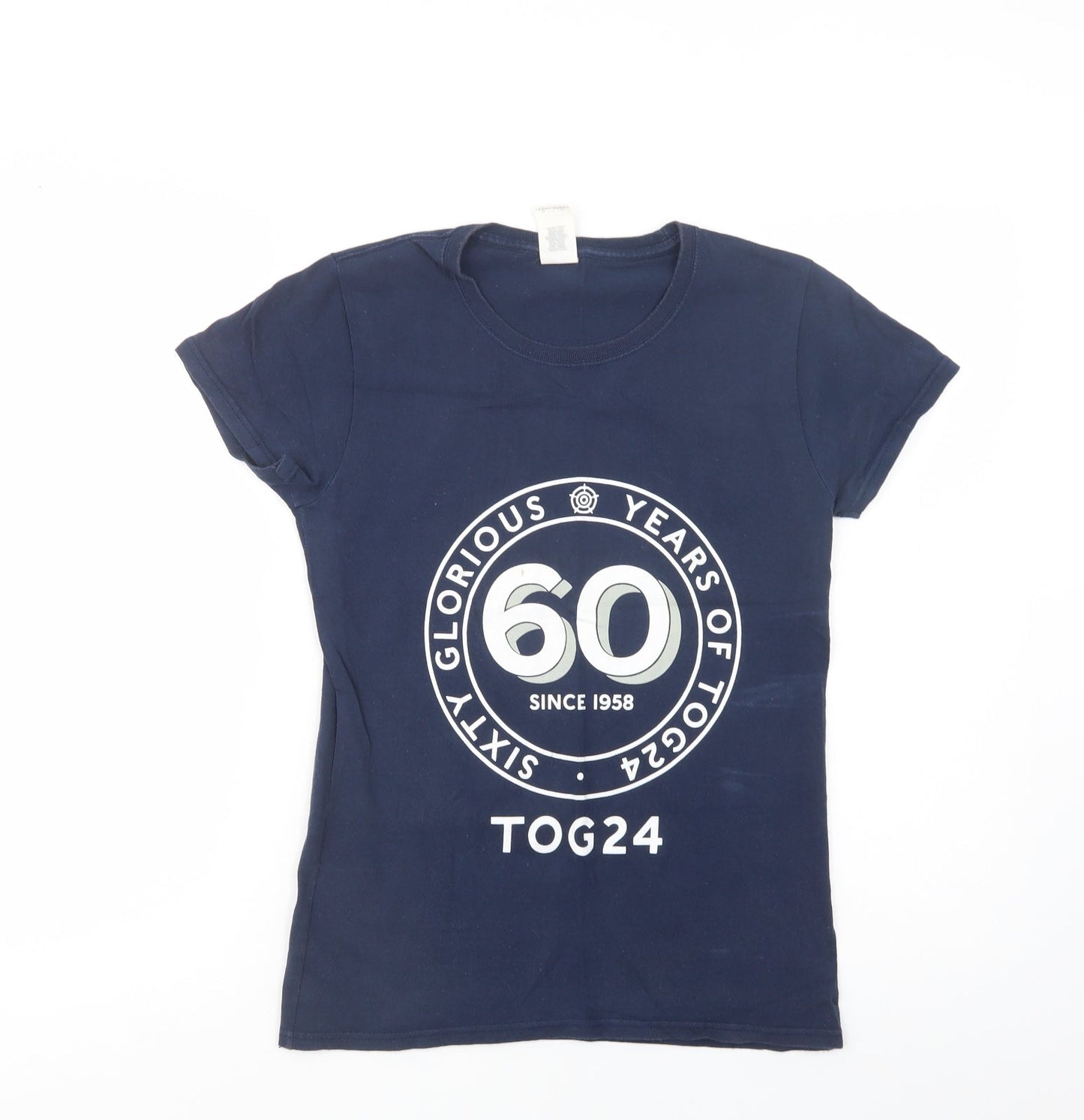 Womens UK Size S Gildan Blue Basic T-Shirt