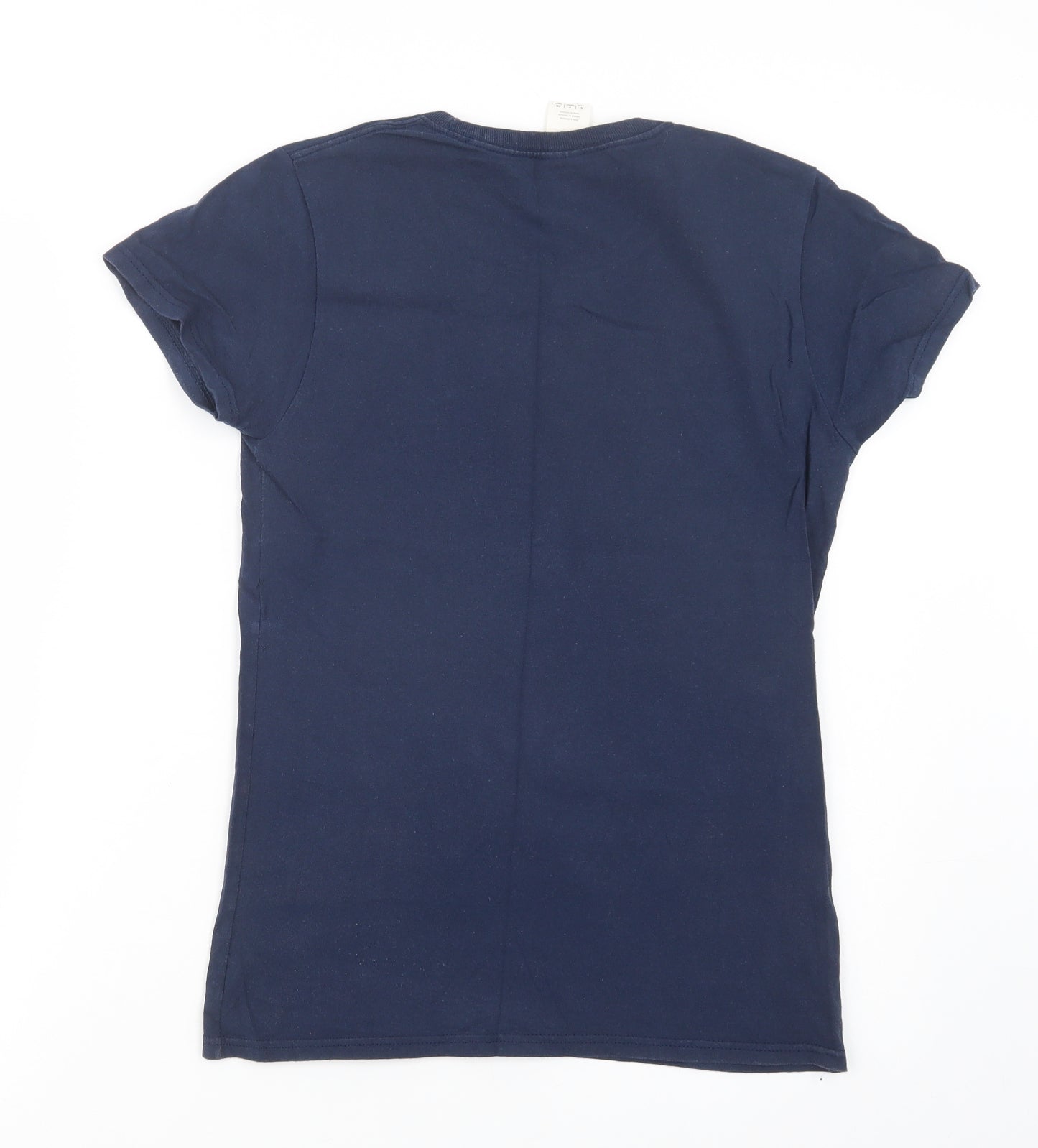 Womens UK Size S Gildan Blue Basic T-Shirt