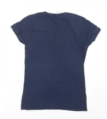 Womens UK Size S Gildan Blue Basic T-Shirt