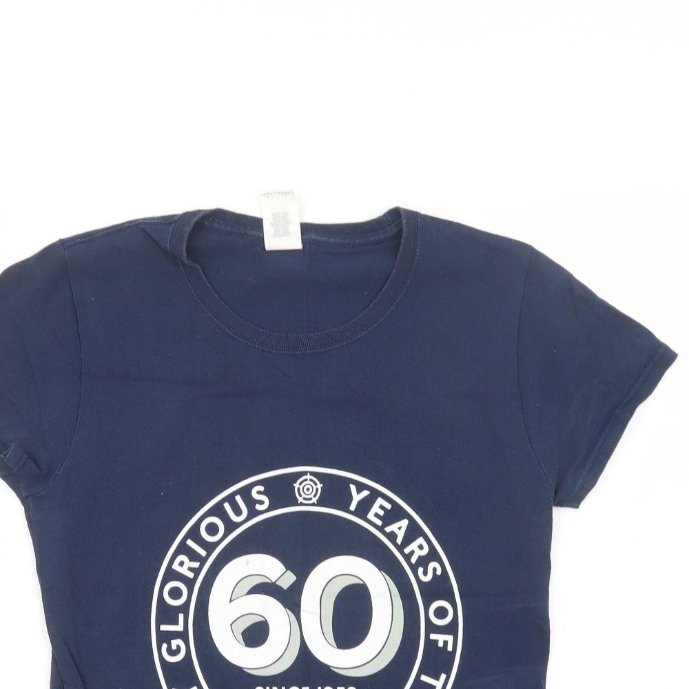 Womens UK Size S Gildan Blue Basic T-Shirt