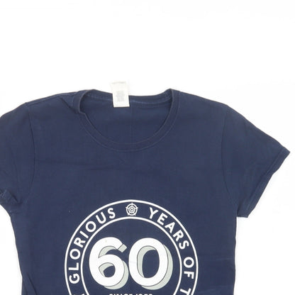 Womens UK Size S Gildan Blue Basic T-Shirt