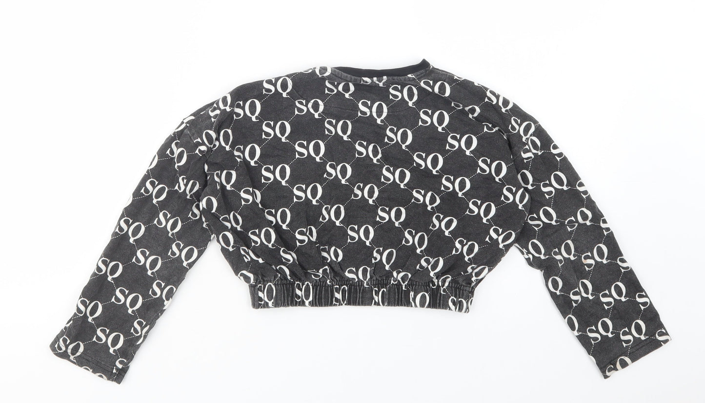Studio Girls Black Geometric Cotton Pullover Sweatshirt Size 8-9 Years  Pullover - Cropped