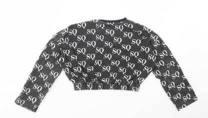 Studio Girls Black Geometric Cotton Pullover Sweatshirt Size 8-9 Years  Pullover - Cropped