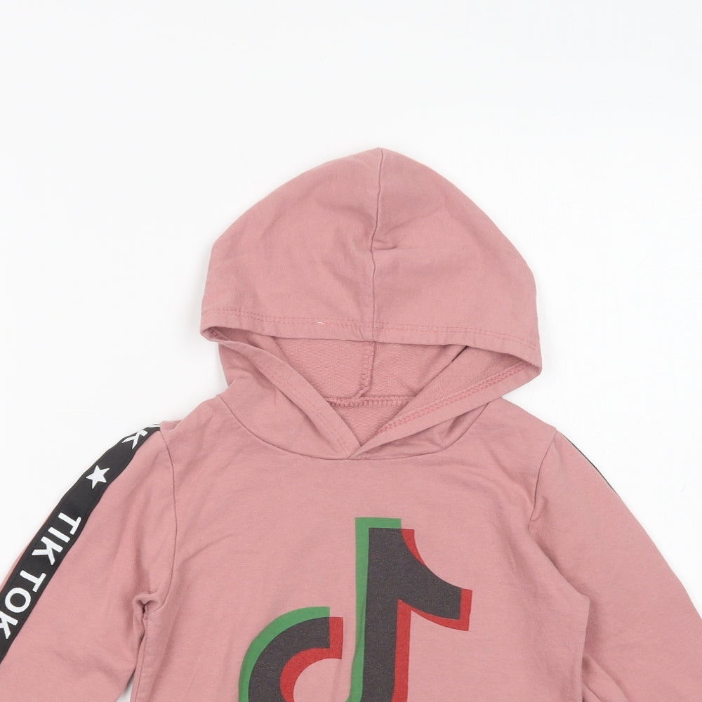 Preworn Girls Pink  Cotton Pullover Hoodie Size 6 Years  Pullover - Tik Tok