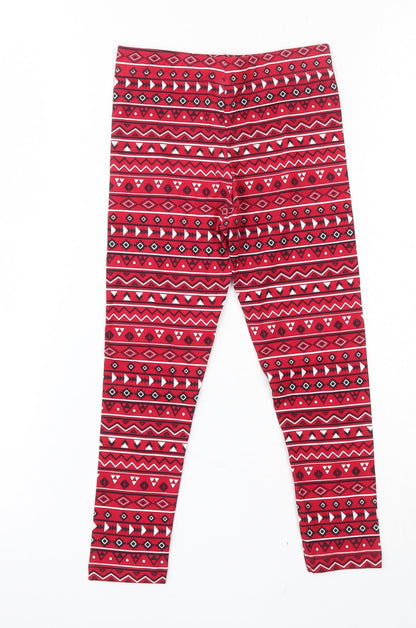St Bernard for Dunnes stores Girls Red Geometric Cotton Jogger Trousers   Regular  - Leggings