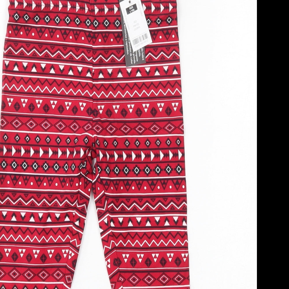 St Bernard for Dunnes stores Girls Red Geometric Cotton Jogger Trousers   Regular  - Leggings