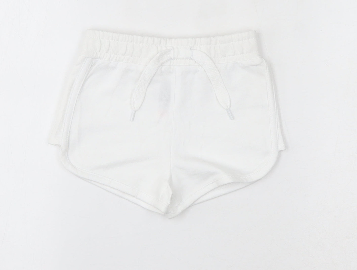 Dunes Girls White  Cotton Sweat Shorts Size 5 Years  Regular Drawstring