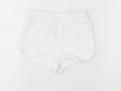 Dunes Girls White  Cotton Sweat Shorts Size 5 Years  Regular Drawstring
