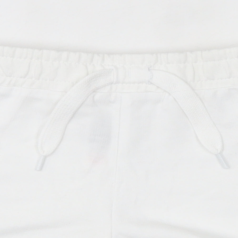 Dunes Girls White  Cotton Sweat Shorts Size 5 Years  Regular Drawstring