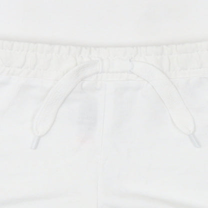 Dunes Girls White  Cotton Sweat Shorts Size 5 Years  Regular Drawstring