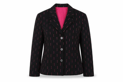 Front view of Max Pierre women’s black jacket blazer, size UK 16, button
