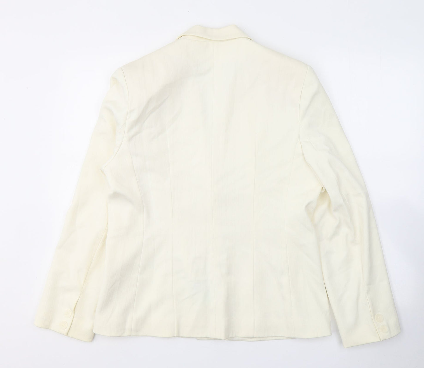 ELEGANCE Womens Ivory Striped Polyester Jacket Suit Jacket Size 14