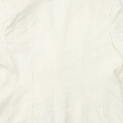 ELEGANCE Womens Ivory Striped Polyester Jacket Suit Jacket Size 14