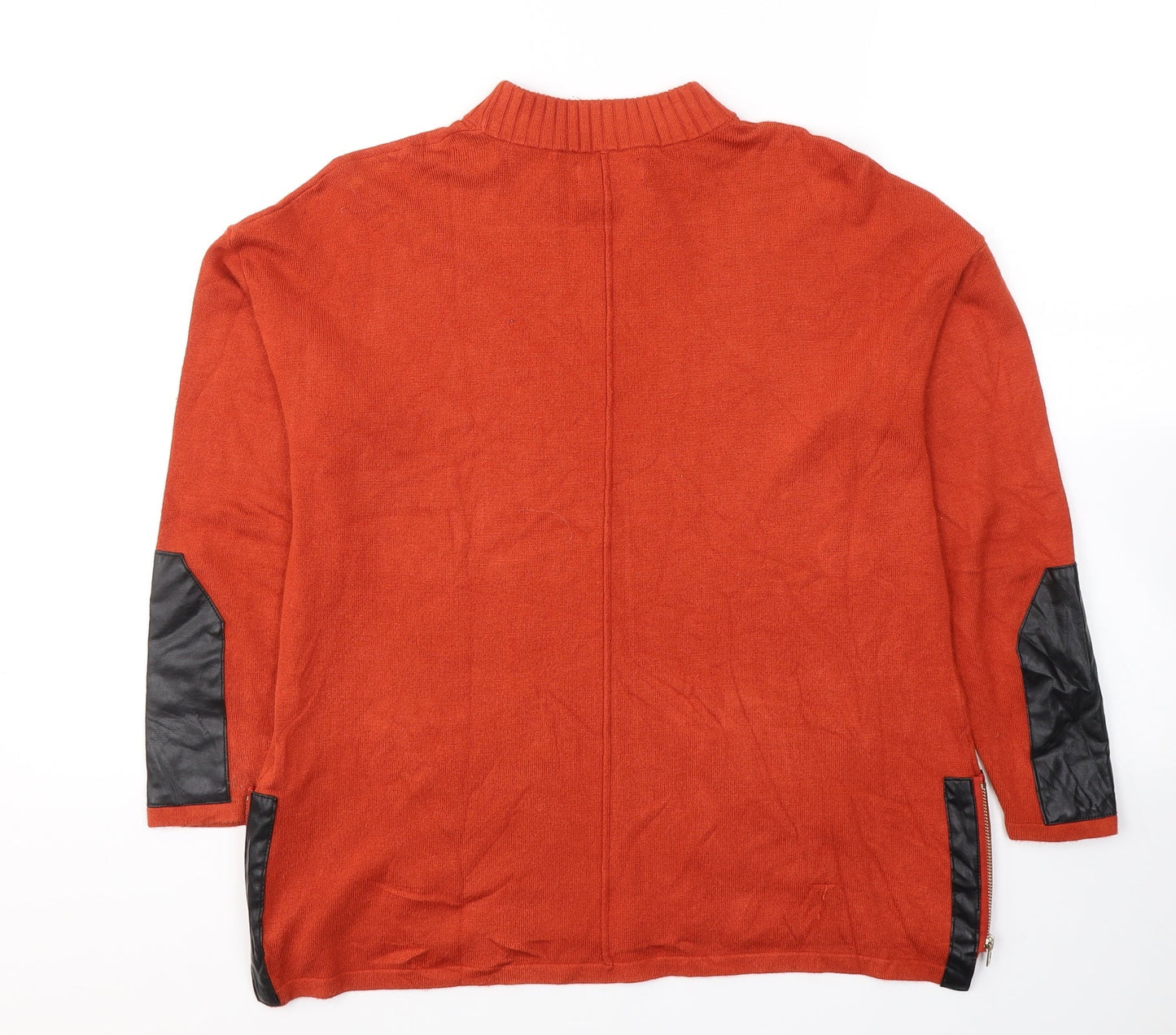 Md'm Womens Orange  Viscose Basic Blouse Size 10 Round Neck
