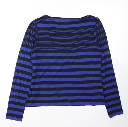 Betty Barclay Womens Blue Striped Viscose Basic Blouse Size 12 Round Neck