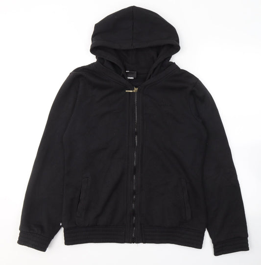 Additional front view of LA Gear women’s black polyester full zip sweatshirt, size UK 12, zip