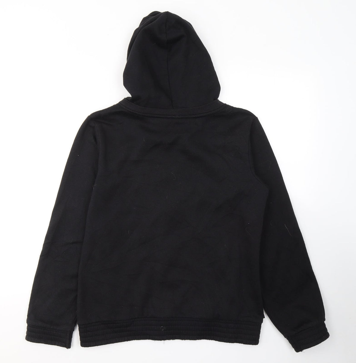 Back view of LA Gear women’s black polyester full zip sweatshirt, size UK 12, zip