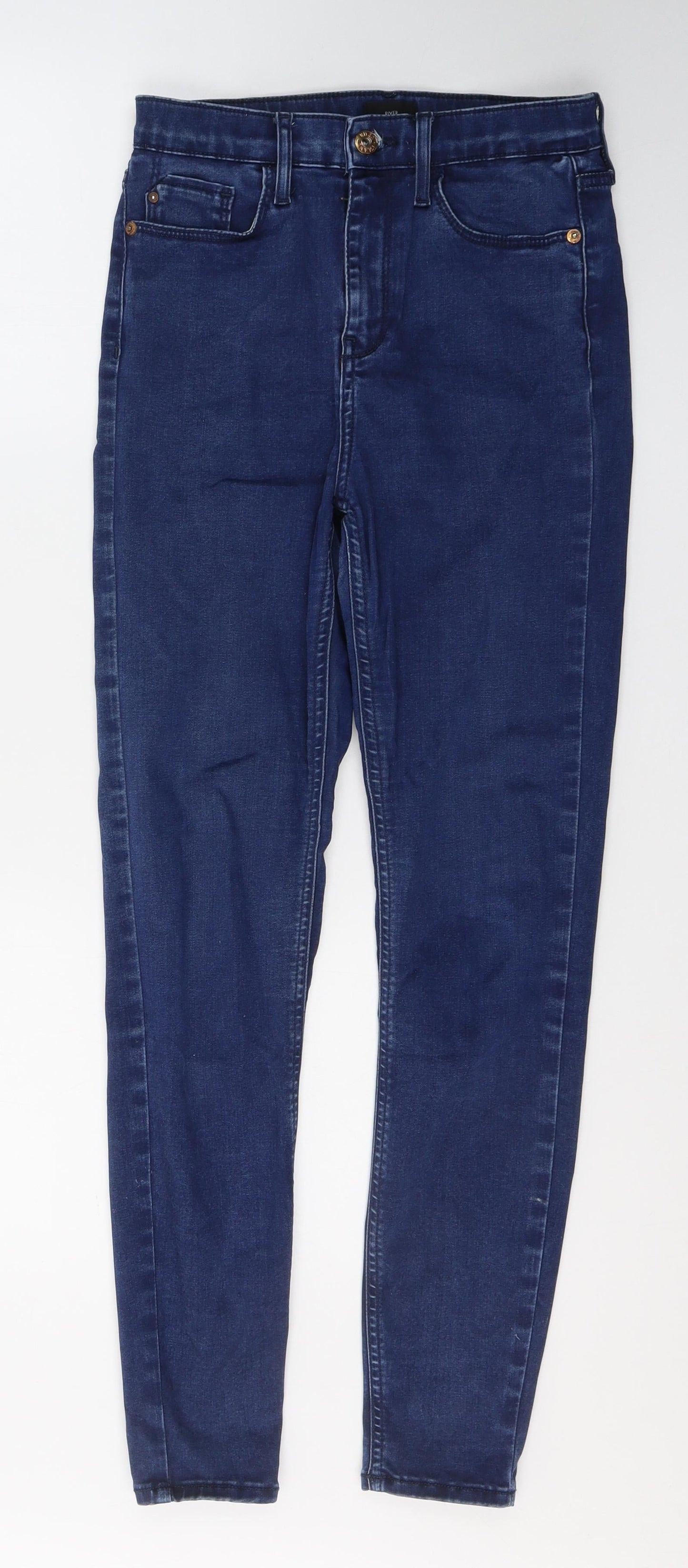 River Island Womens Blue  Lyocell Skinny Jeans Size 8 L28 in Regular Button
