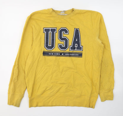 Mens UK Size S H&M Yellow Pullover Sweatshirt