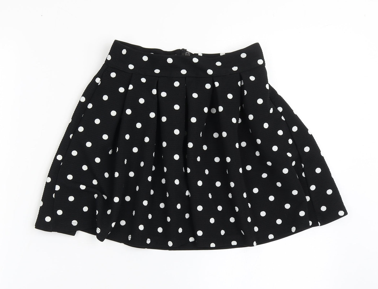 Dunnes Stores Girls Black Polka Dot Polyester Skater Skirt Size 8 Years  Regular Zip