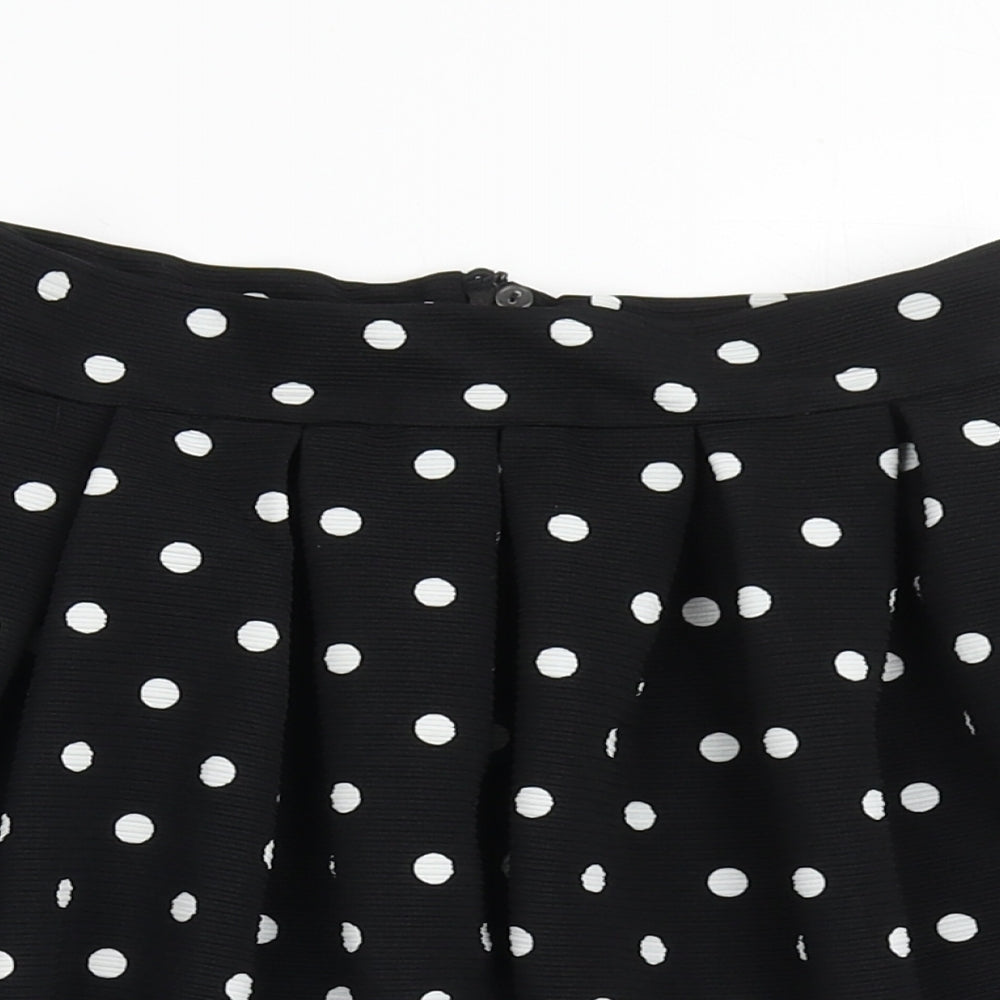 Dunnes Stores Girls Black Polka Dot Polyester Skater Skirt Size 8 Years  Regular Zip