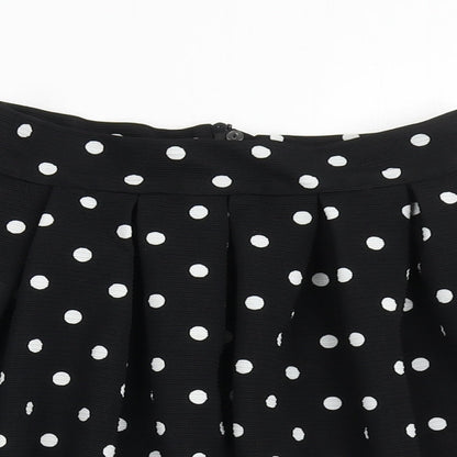 Dunnes Stores Girls Black Polka Dot Polyester Skater Skirt Size 8 Years  Regular Zip