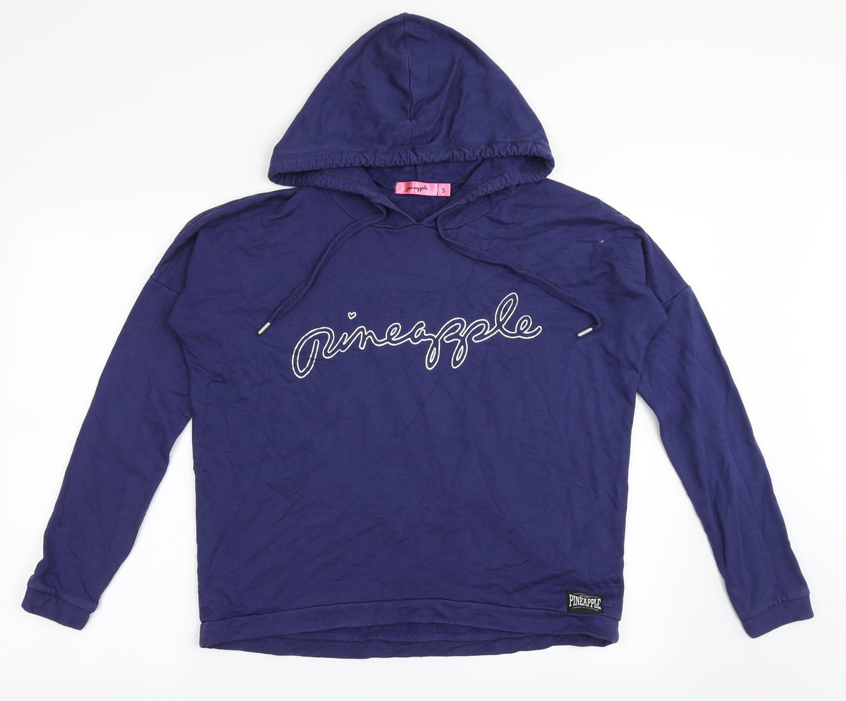 Additional front view of Pineapple women’s blue viscose pullover hoodie, size S, pullover