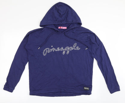 Additional front view of Pineapple women’s blue viscose pullover hoodie, size S, pullover