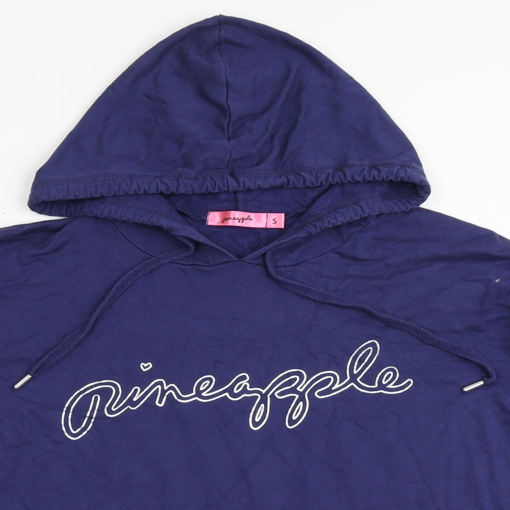 Close-up detail of Pineapple women’s blue viscose pullover hoodie, size S, pullover