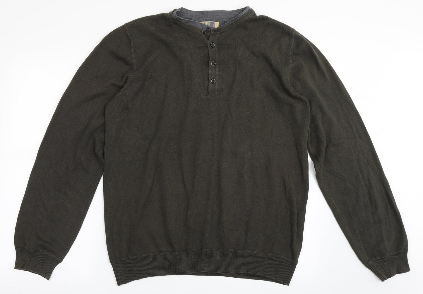 North Coast Mens Green Round Neck  Polyester Pullover Jumper Size L