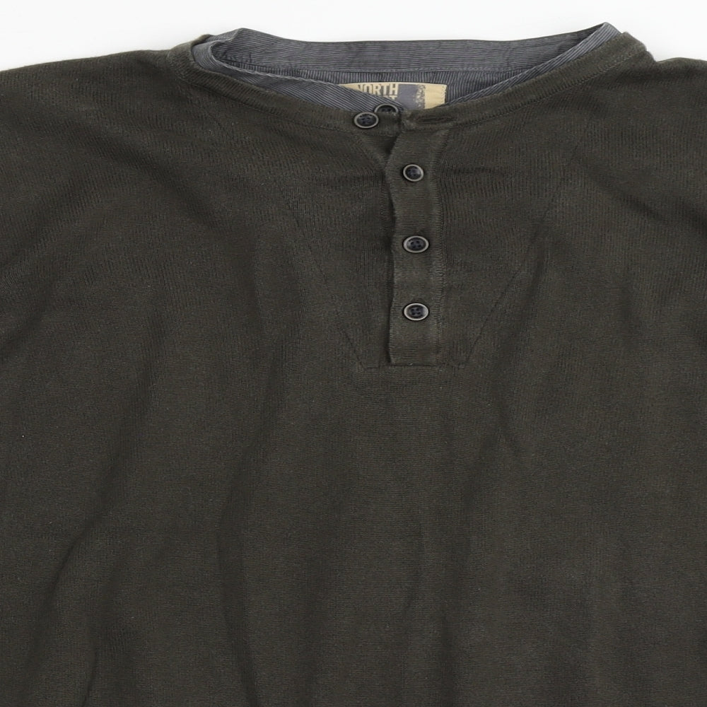 North Coast Mens Green Round Neck  Polyester Pullover Jumper Size L